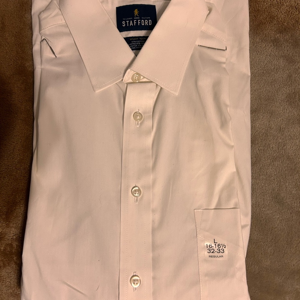 Stafford White Dress Shirt Classic Cotton Blend